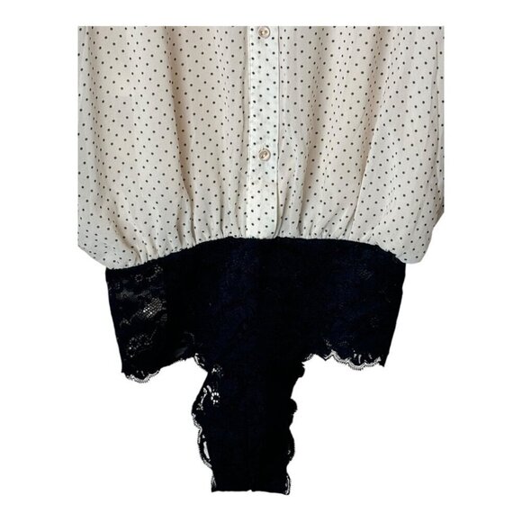 HAH Hot As Hell Bodysuit Women Small Black White Polka Dot Heavy Knecking NWT - Picture 7 of 15